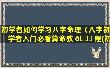 初学者如何学习八字命理（八字初学者入门必看算命教 🐒 程(初学者一定要看!)）